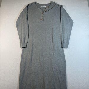 Gray Knit Button-Front Sweater Dress